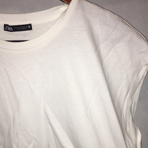 Zara Drawstring Bottom White Sleeveless Crop Top | Size M - Picture 3 of 5